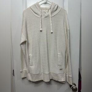 Women's Cream Hooded Knit Pullover Sweatshirt